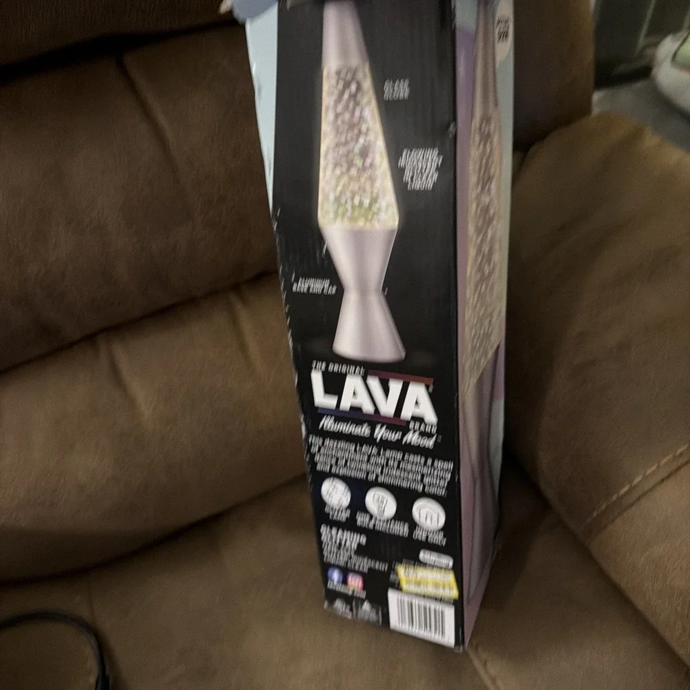 Original LAVA Lamp Silver Base Multi Glitter Swirl Motion 14.5
